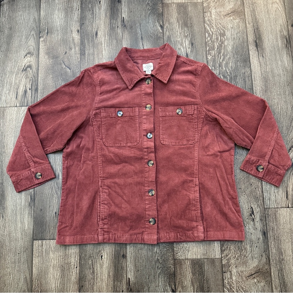 St John’s Bay Corduroy Buttoned Shirt Jacket Women’s Size PXXL Apple Butter